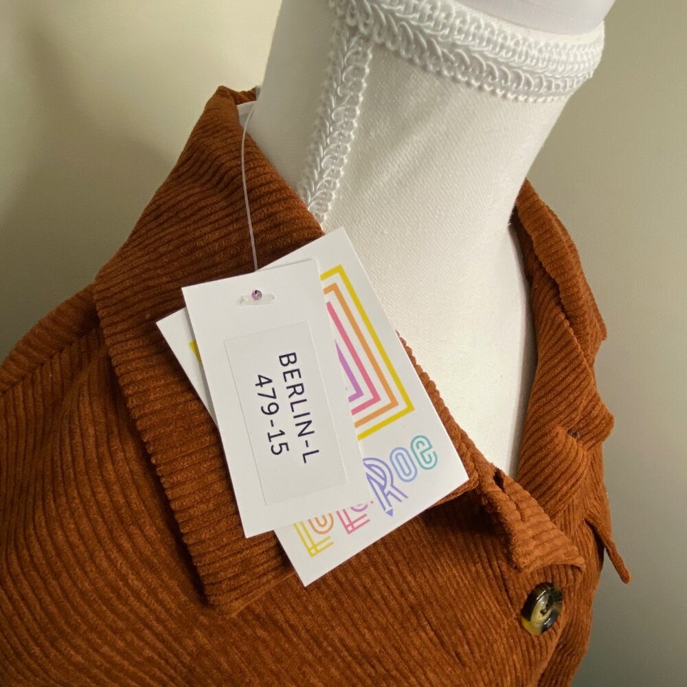 NWT LulaRoe Berlin Chestnut Corduroy Jacket Size Large - Picture 2 of 5
